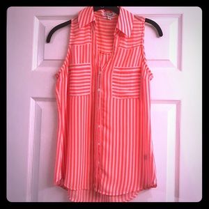 Express pink & white striped portofino shirt xs